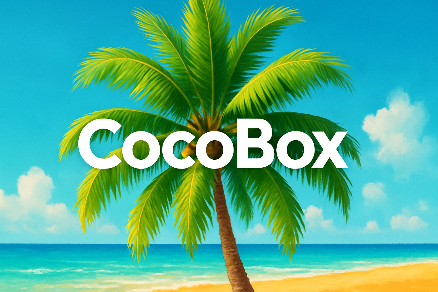 Image générée avec palmier coco et texte CocoBox